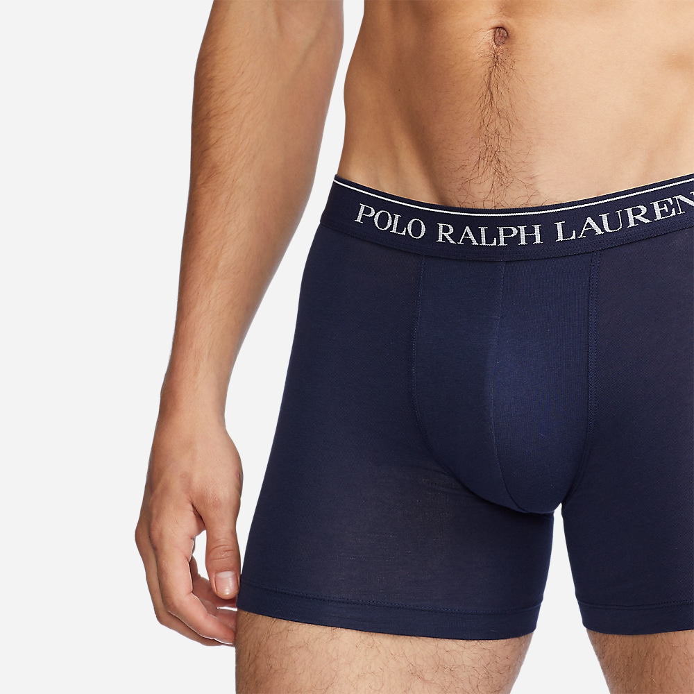 3 Pack Stretch Cotton Boxer Briefs - Navy