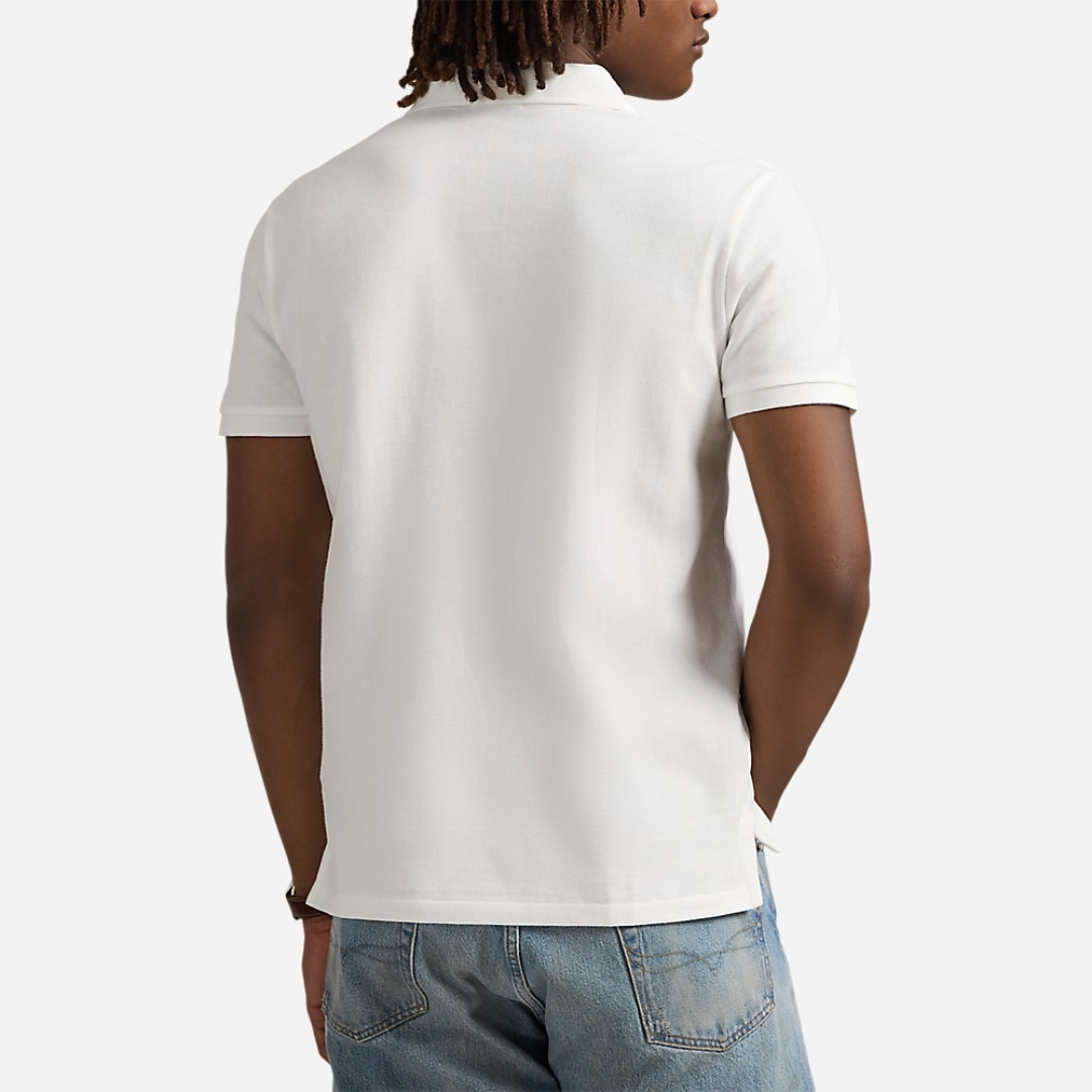Custom Slim Fit Mesh Polo Shirt - White