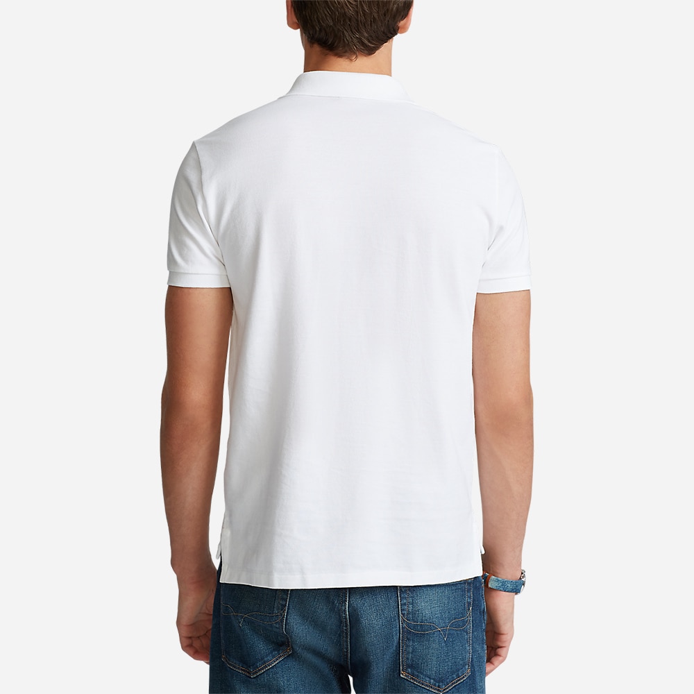 Slim Fit Mesh Polo Shirt - White