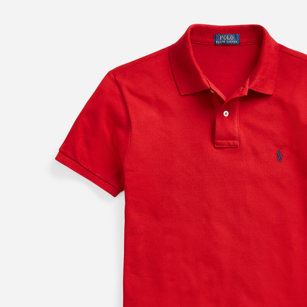Slim Fit Mesh Polo Shirt - Red