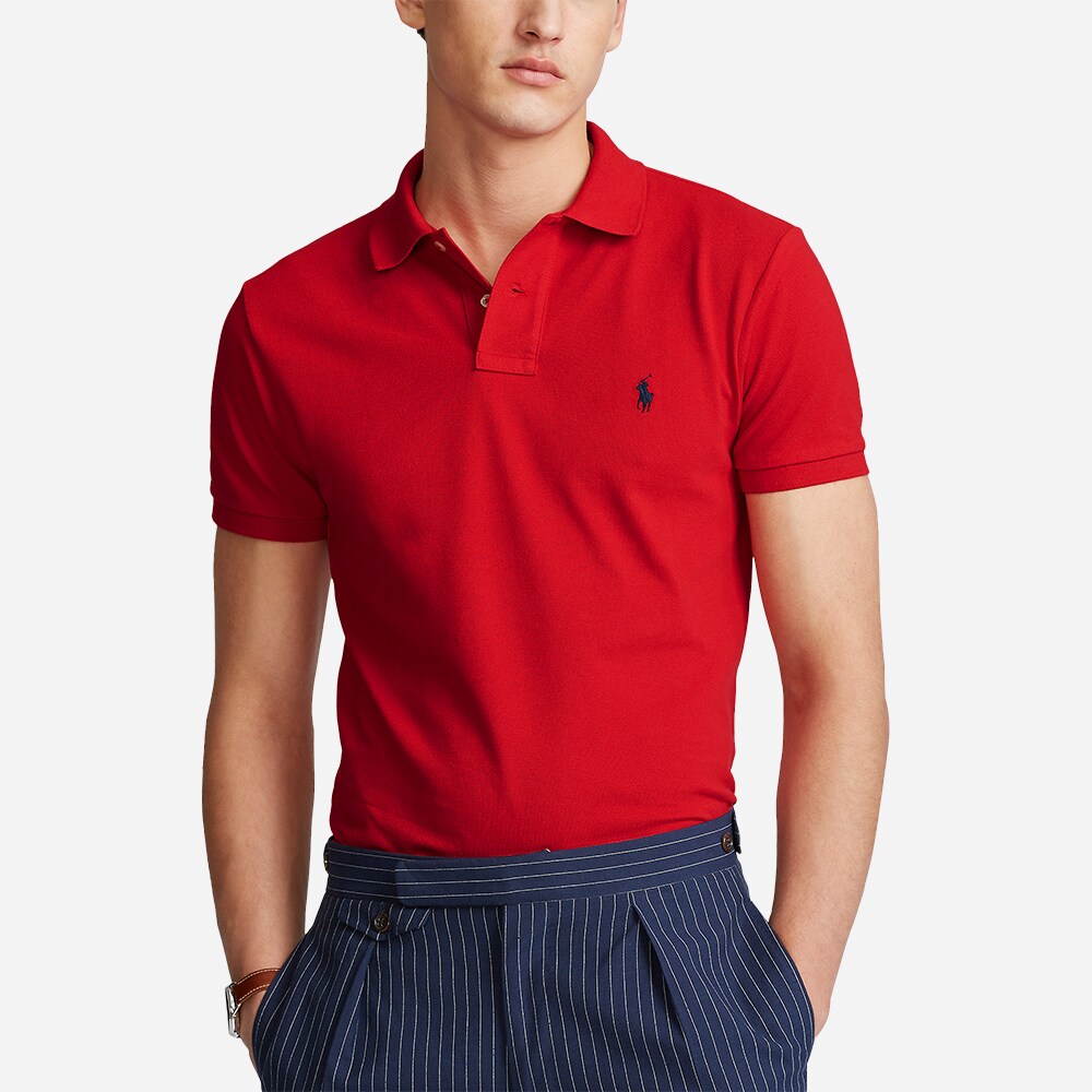 Slim Fit Mesh Polo Shirt - Red