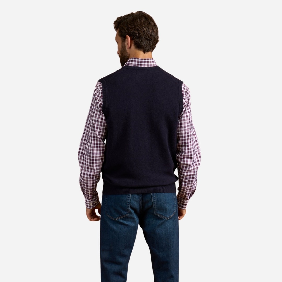 Norfolk Lambswool Slipover - Navy