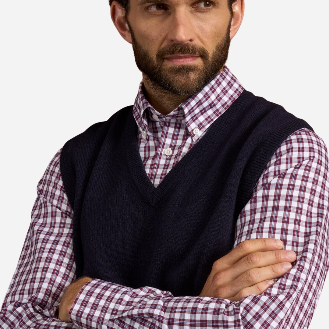 Norfolk Lambswool Slipover - Navy