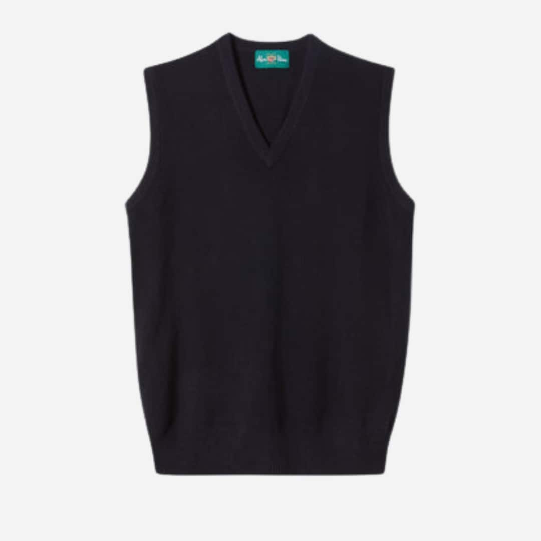 Norfolk Lambswool Slipover - Navy