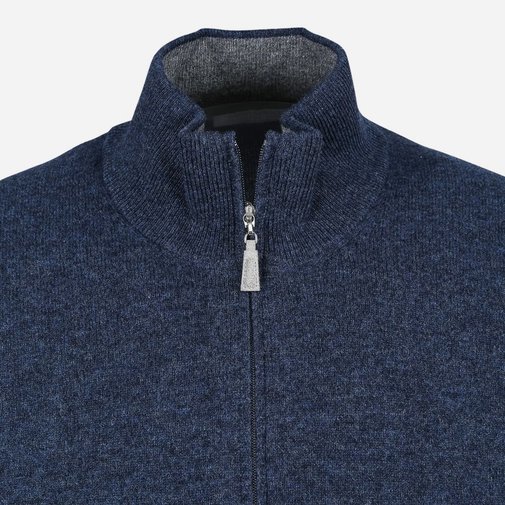 Half Zip Wool-Cashmere - Blue
