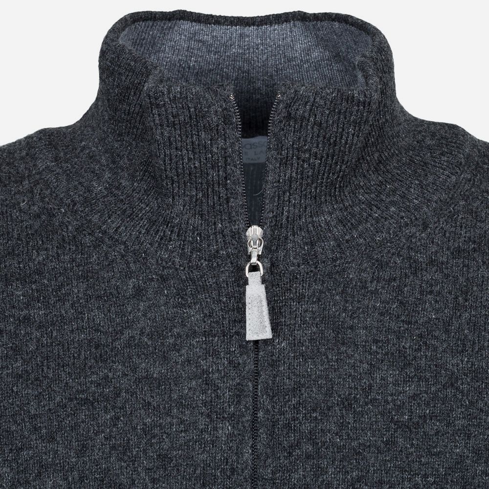 Half Zip Wool-Cashmere - Dark Grey