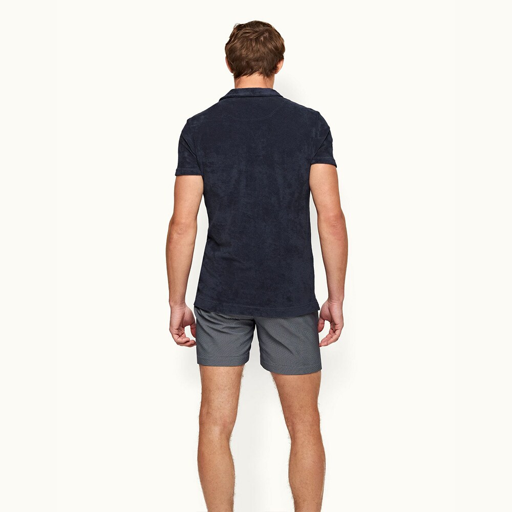 Terry Towelling Polo Shirt - Navy