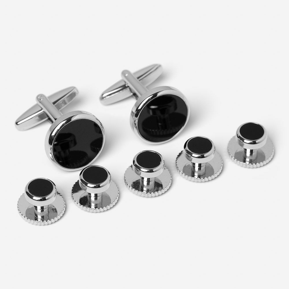 Round Set Studs Black