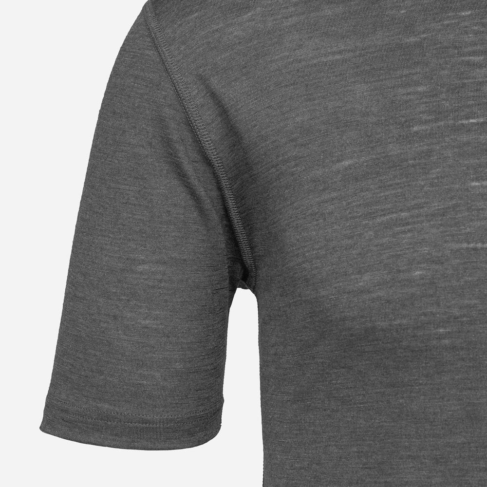 Short Sleeve Wool-Silk T-Shirt - Dark Grey