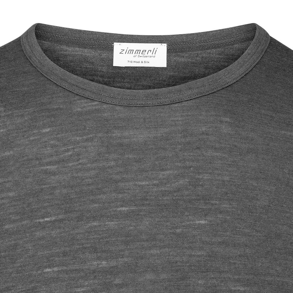 Short Sleeve Wool-Silk T-Shirt - Dark Grey