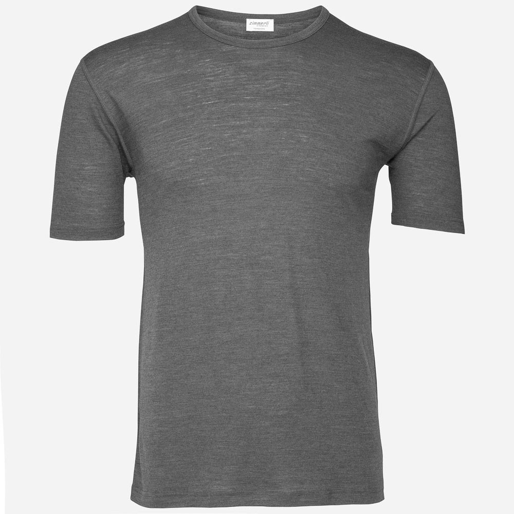 Short Sleeve Wool-Silk T-Shirt - Dark Grey