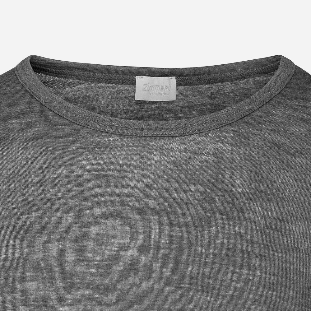 Long Sleeve Wool-Silk T-Shirt - Dark Grey