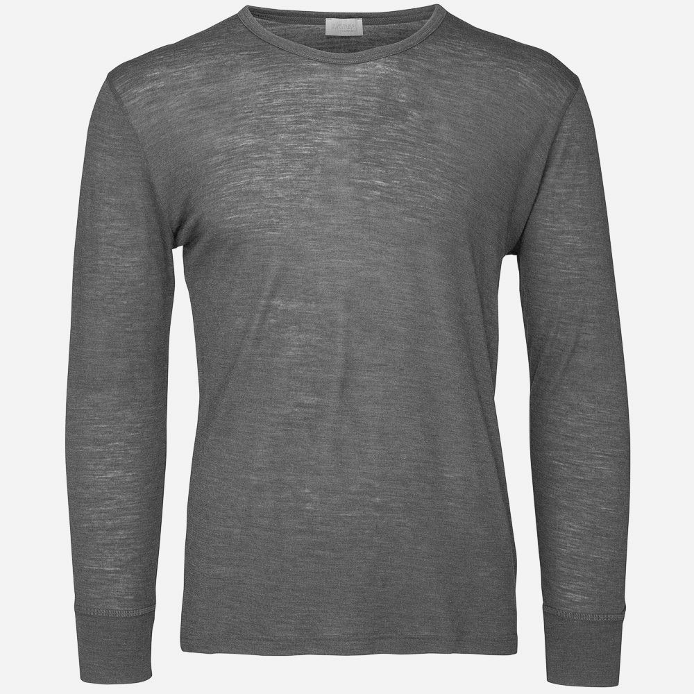 Long Sleeve Wool-Silk T-Shirt - Dark Grey