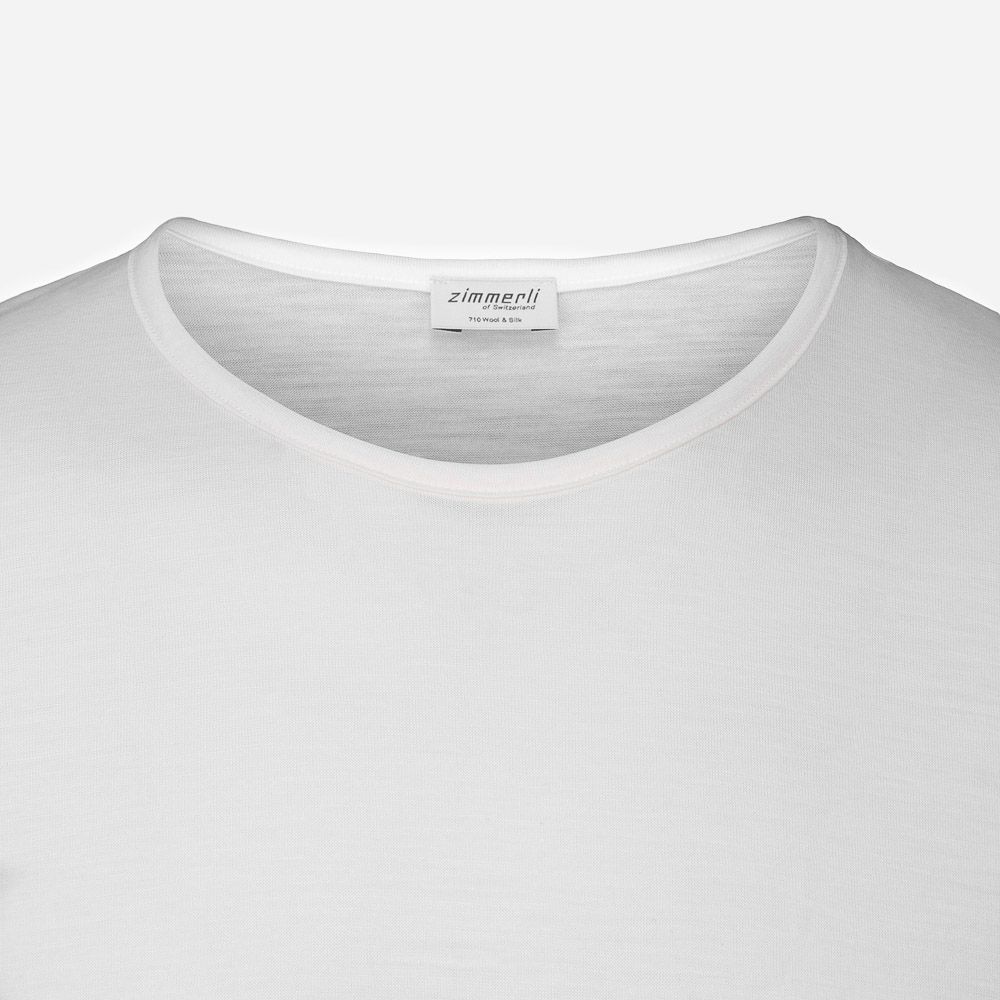 Short Sleeve Wool-Silk T-Shirt - Ecru