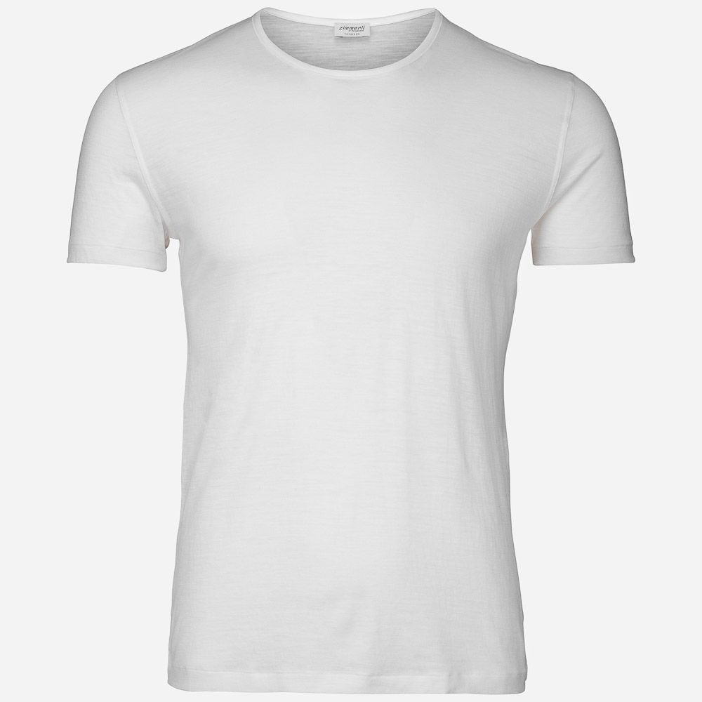 Short Sleeve Wool-Silk T-Shirt - Ecru