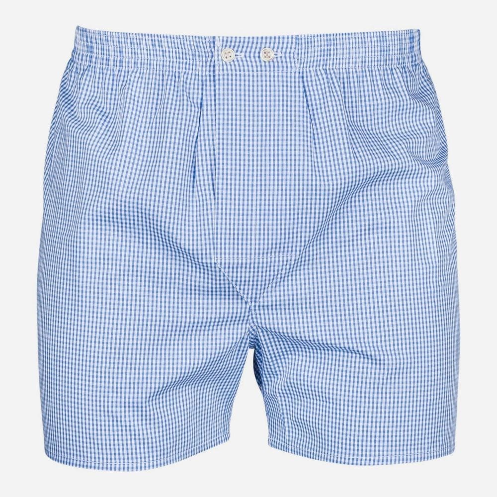 Classic Fit Cotton Boxer Shorts - Blue Smal Check