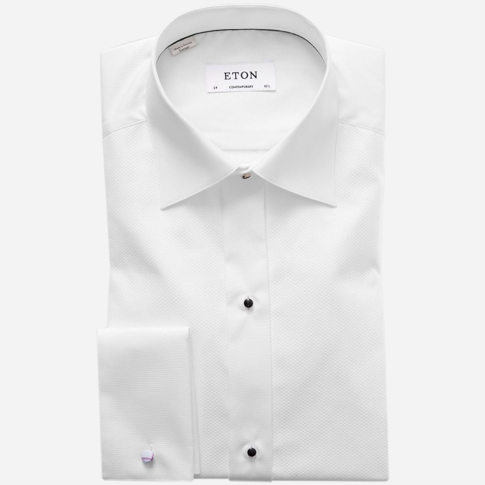 Contemporary Fit Tuxedo Shirt - White