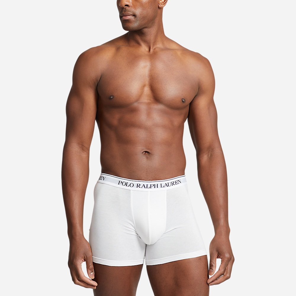 3 Pack Stretch Cotton Boxer Briefs - Grey/White/Black