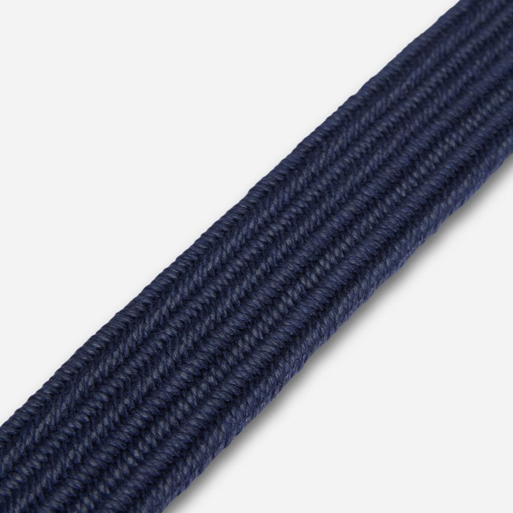 Leather-Trim Braided Belt - Navy