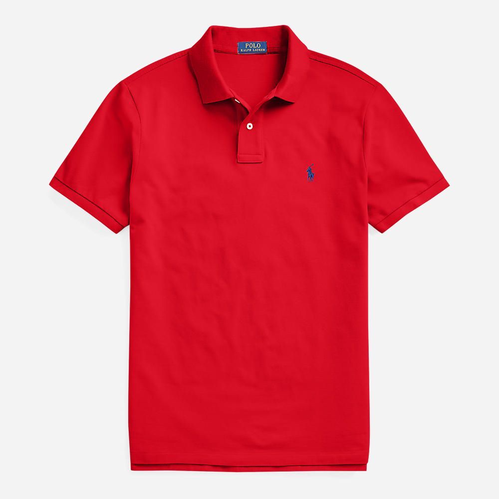 Custom Slim Fit Mesh Polo Shirt - Red