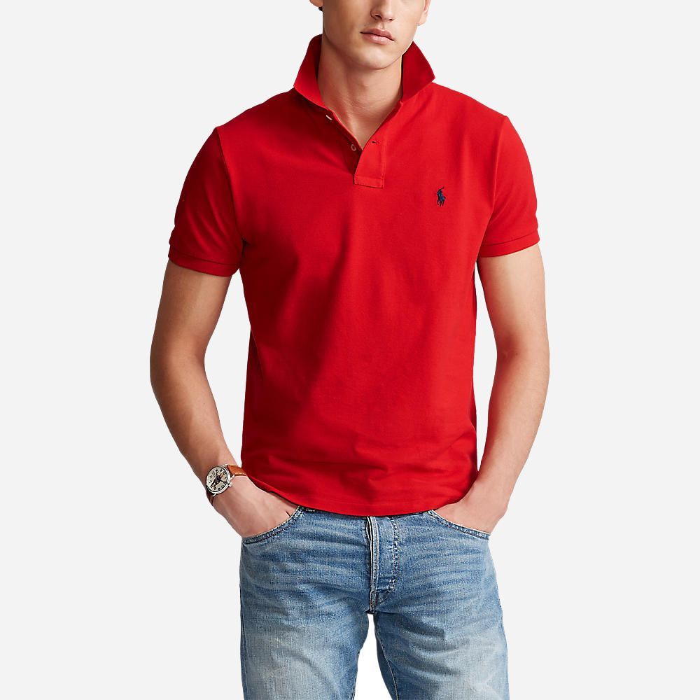 Custom Slim Fit Mesh Polo Shirt - Red