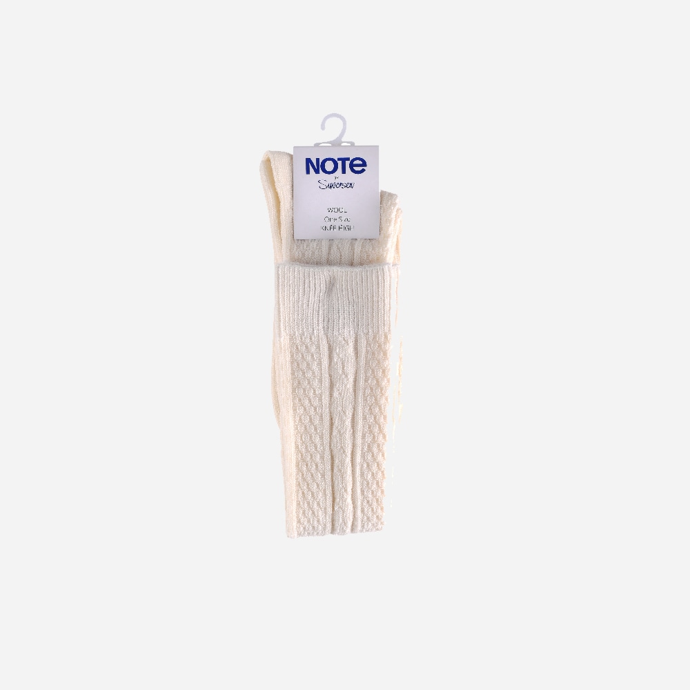 Wool Cable Knee High Offwhite