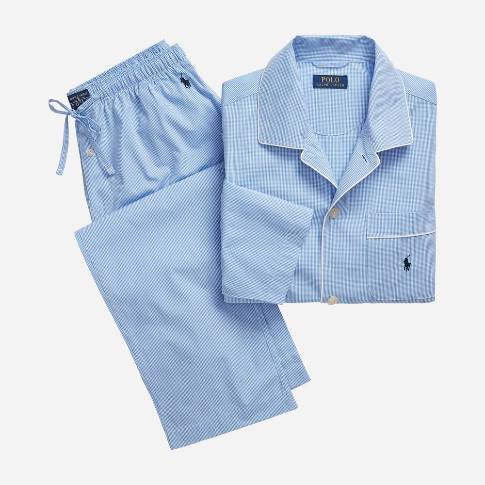 Pyjama Set - Light Blue Mini Gingham
