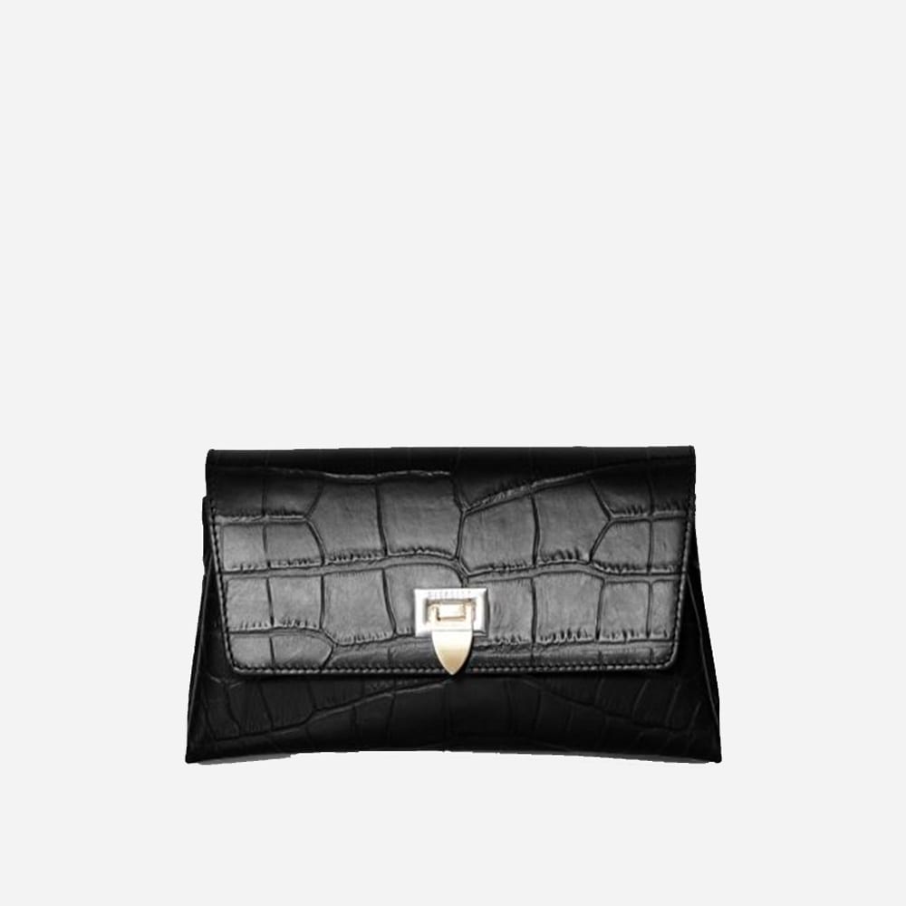 Nora Small Clutch Croco Black