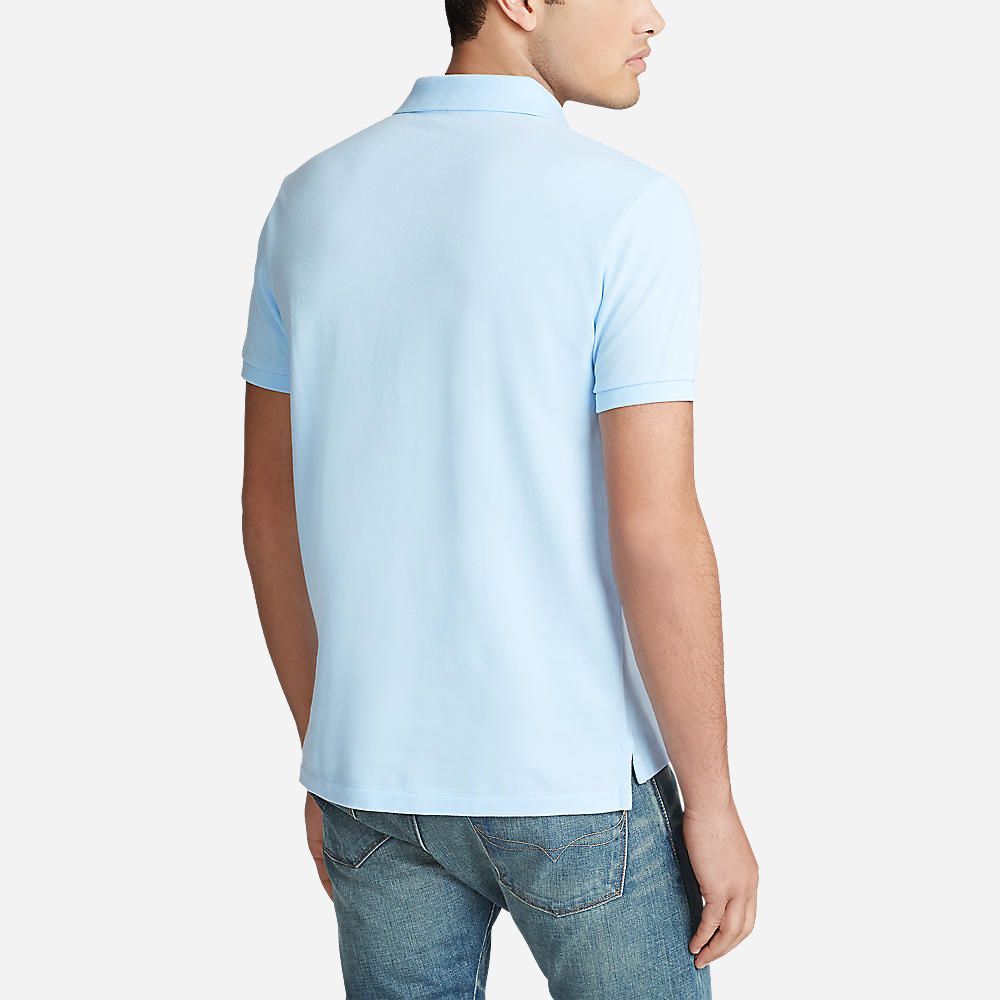 Custom Slim Fit Mesh Polo Shirt - Office Blue