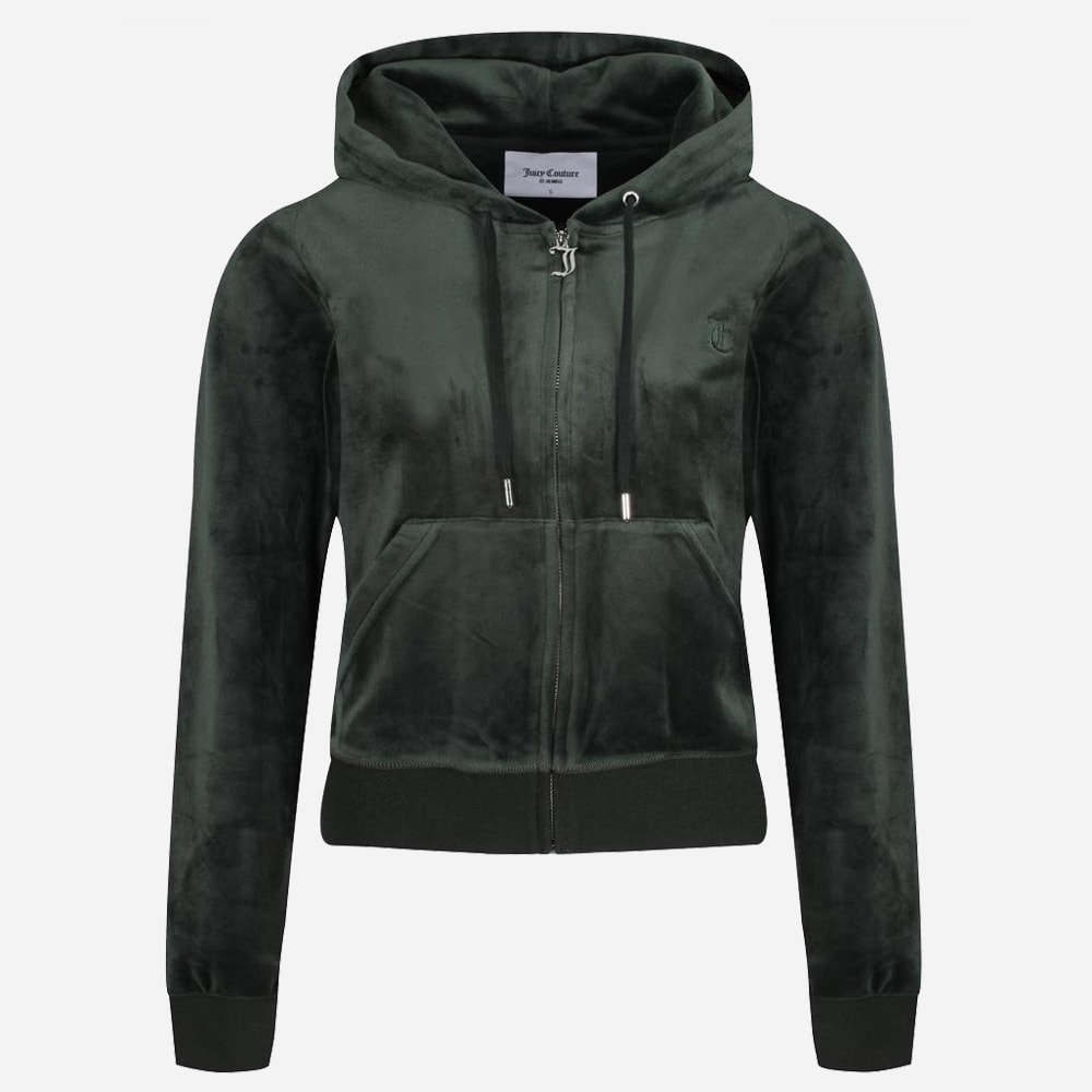 Robertson  Velour Zip - Dark Moss