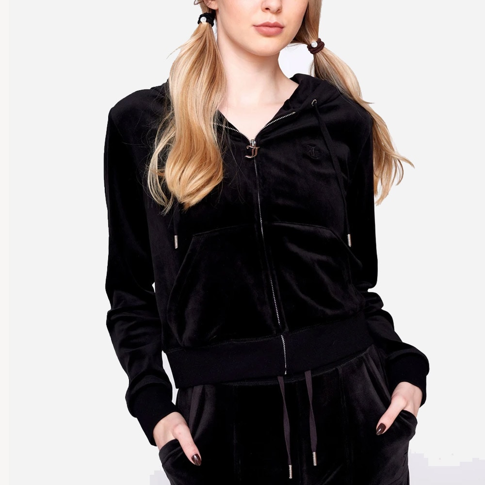 Robertson Velour Zip - Black
