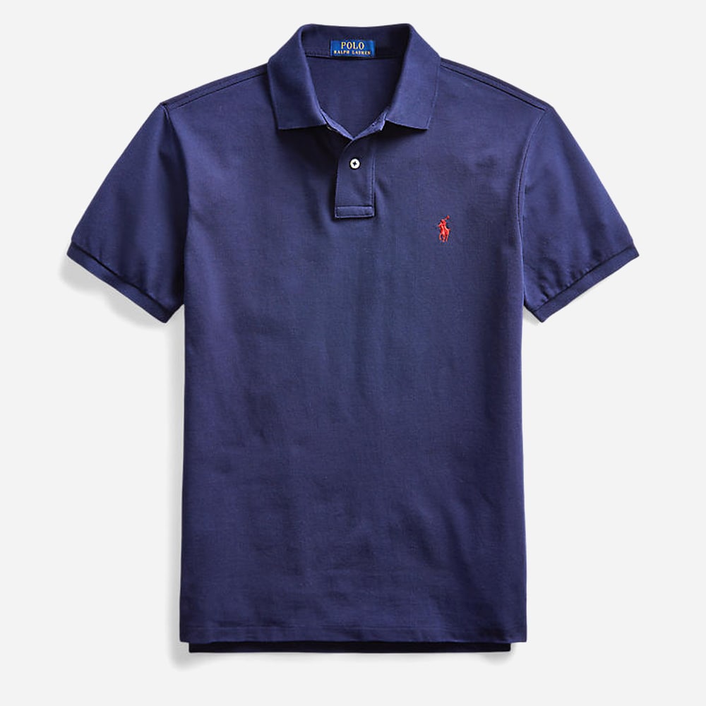 Slim Fit Mesh Polo Shirt - Navy