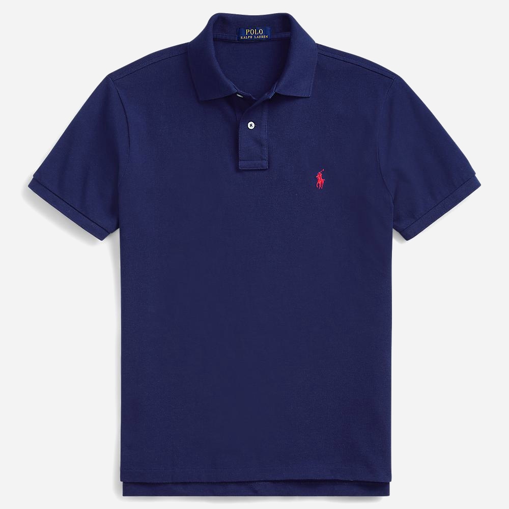 Custom Slim Fit Mesh Polo Shirt - Navy
