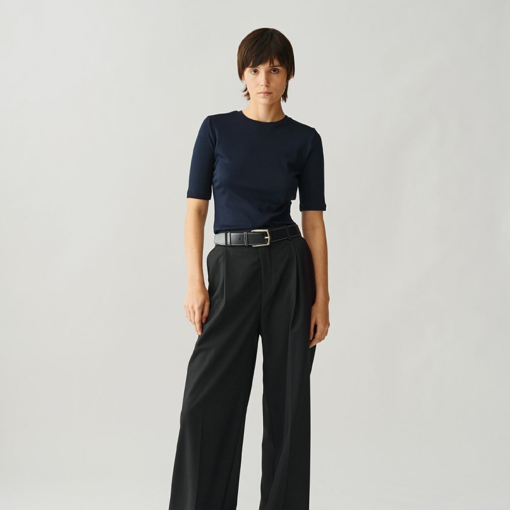 Marianne Rib Tee - Navy
