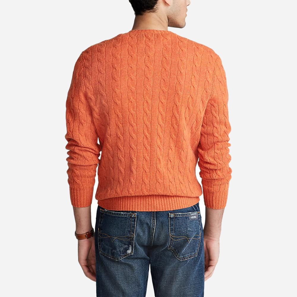 Wool Cashmere-Ls Cable Cn Jaffa Orange Heather