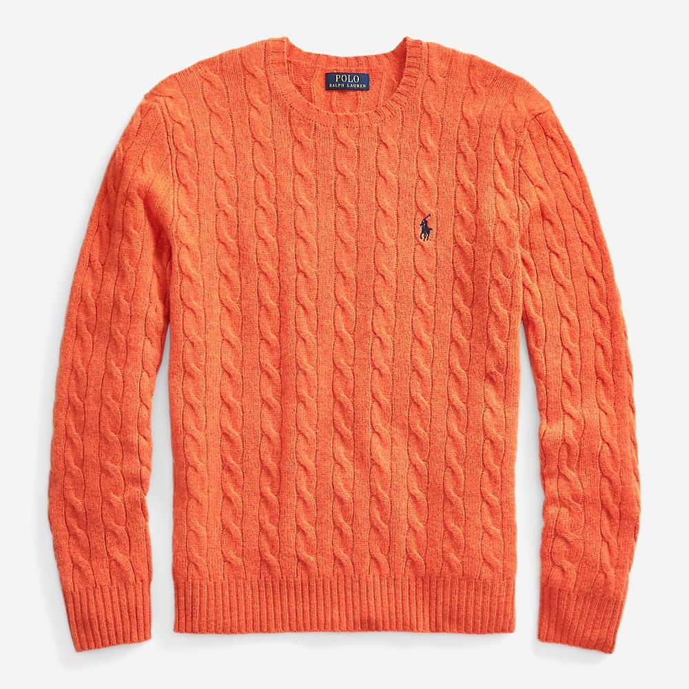 Wool Cashmere-Ls Cable Cn Jaffa Orange Heather