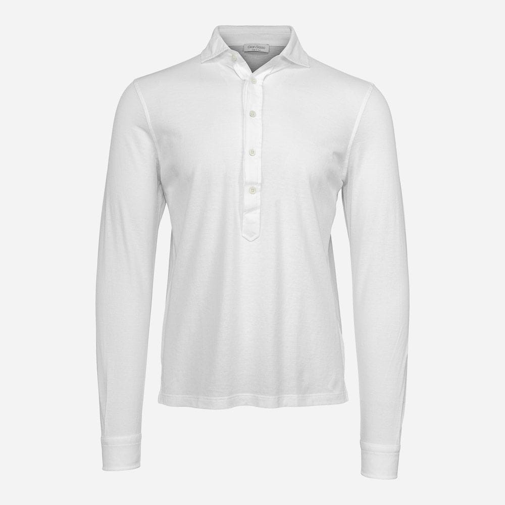 Long Sleeve Pop-Over Shirt - White