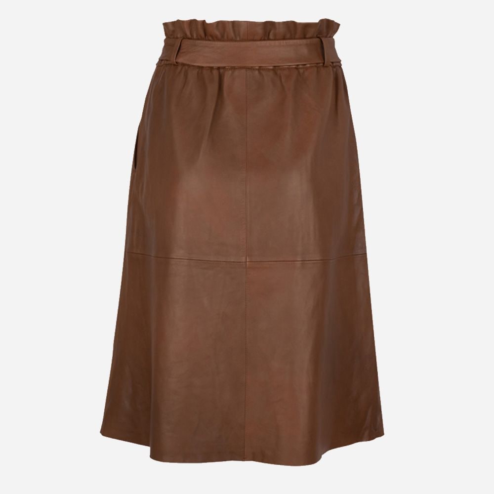 Aggy Leather Skirt Caramel