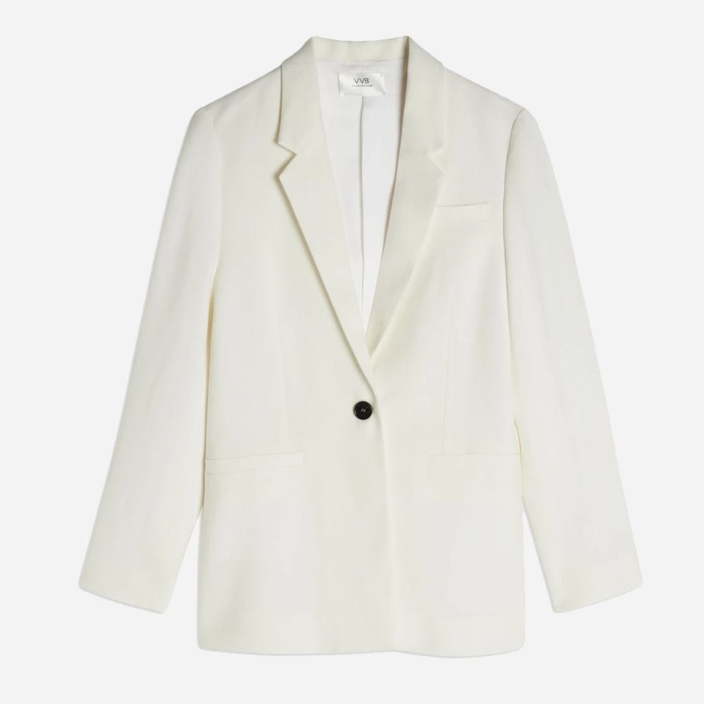 Basket Weave Tailored Jacket Clotted Cream