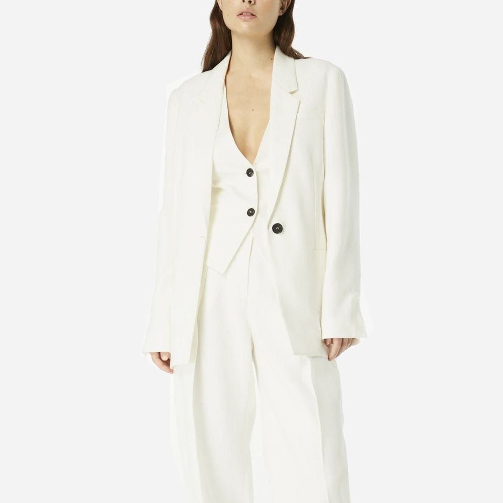 Basket Weave Tailored Jacket Clotted Cream