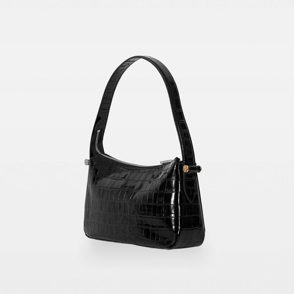 Janine Baguette Bag Croco Black