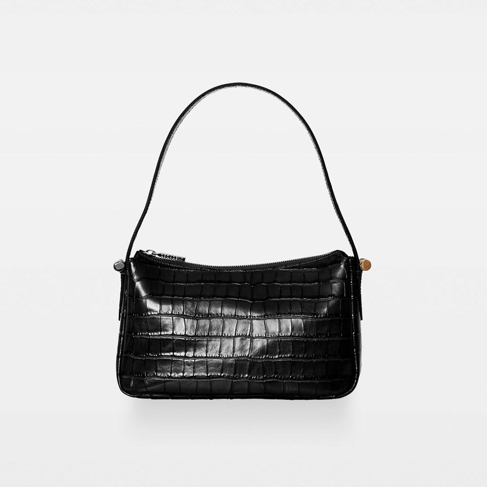 Janine Baguette Bag Croco Black