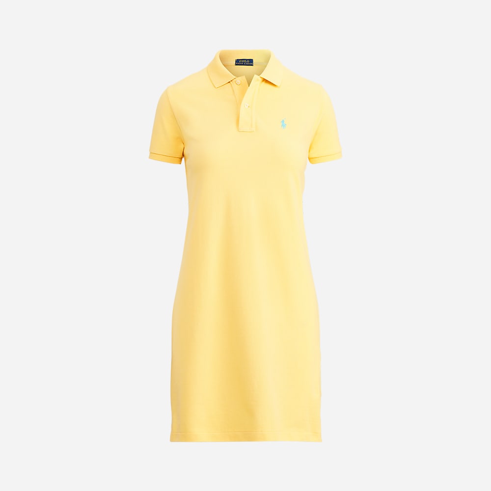 Cotton Mesh Polo Dress - Empire Yellow