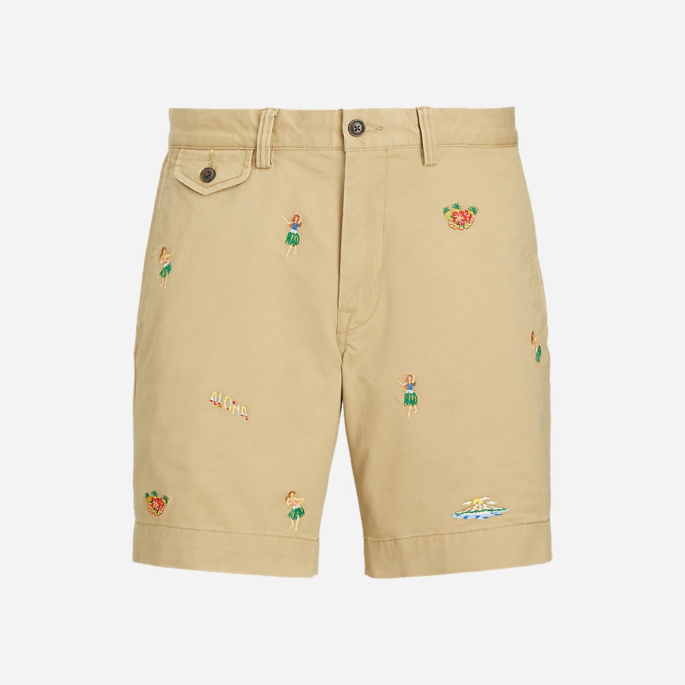 Stfbedford9s-Flat-Short Boating Khaki W/ Hula Emb