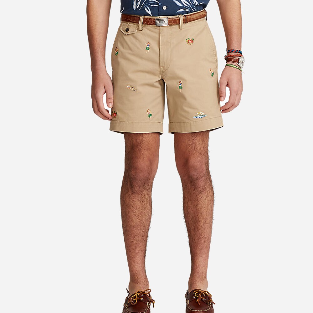Stfbedford9s-Flat-Short Boating Khaki W/ Hula Emb
