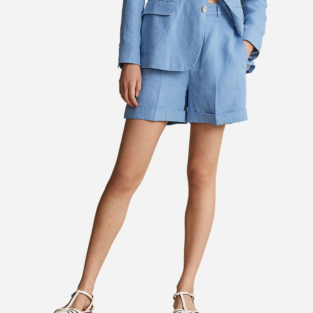Lyda Sht-Flat Front Chambray Blue