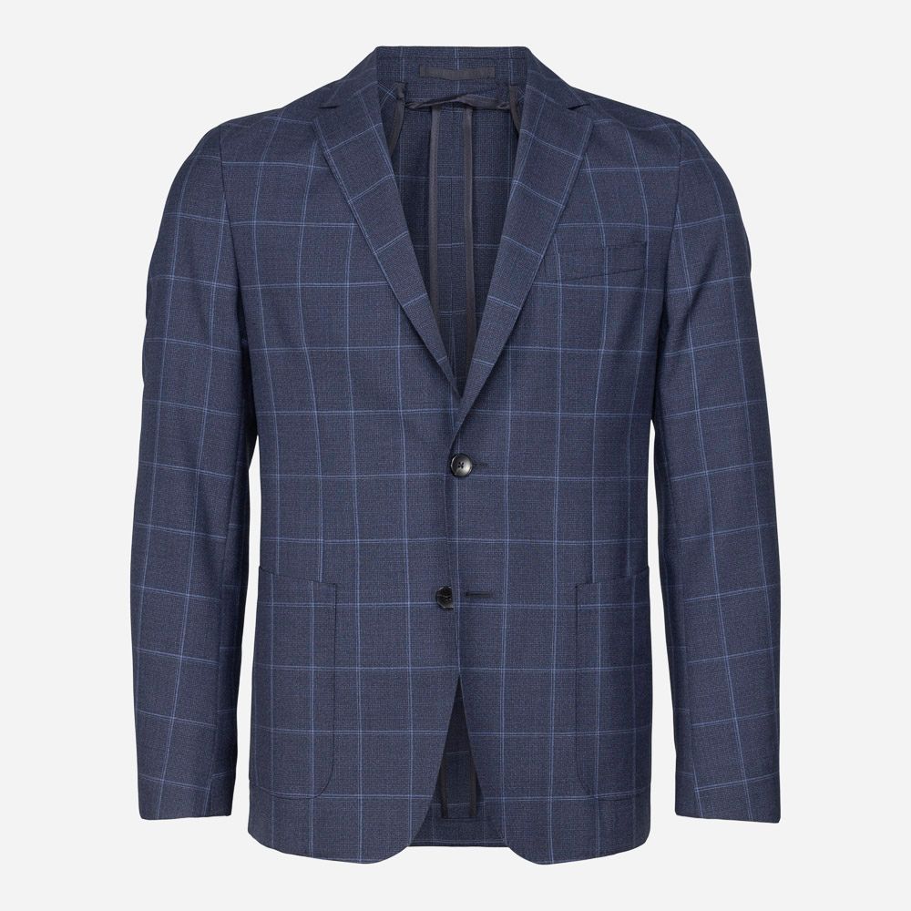 Blue Check Blazer - Open Blue