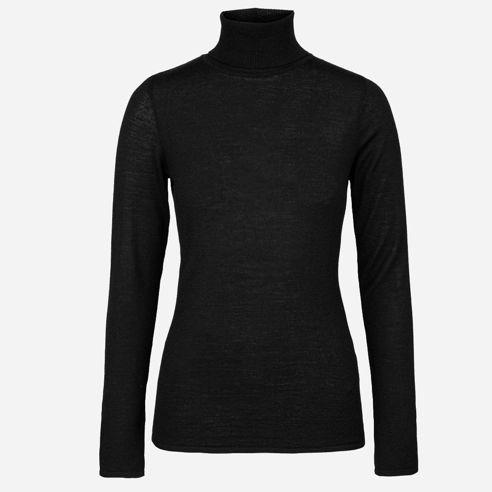 Wmn Merino Polo, 90 Black