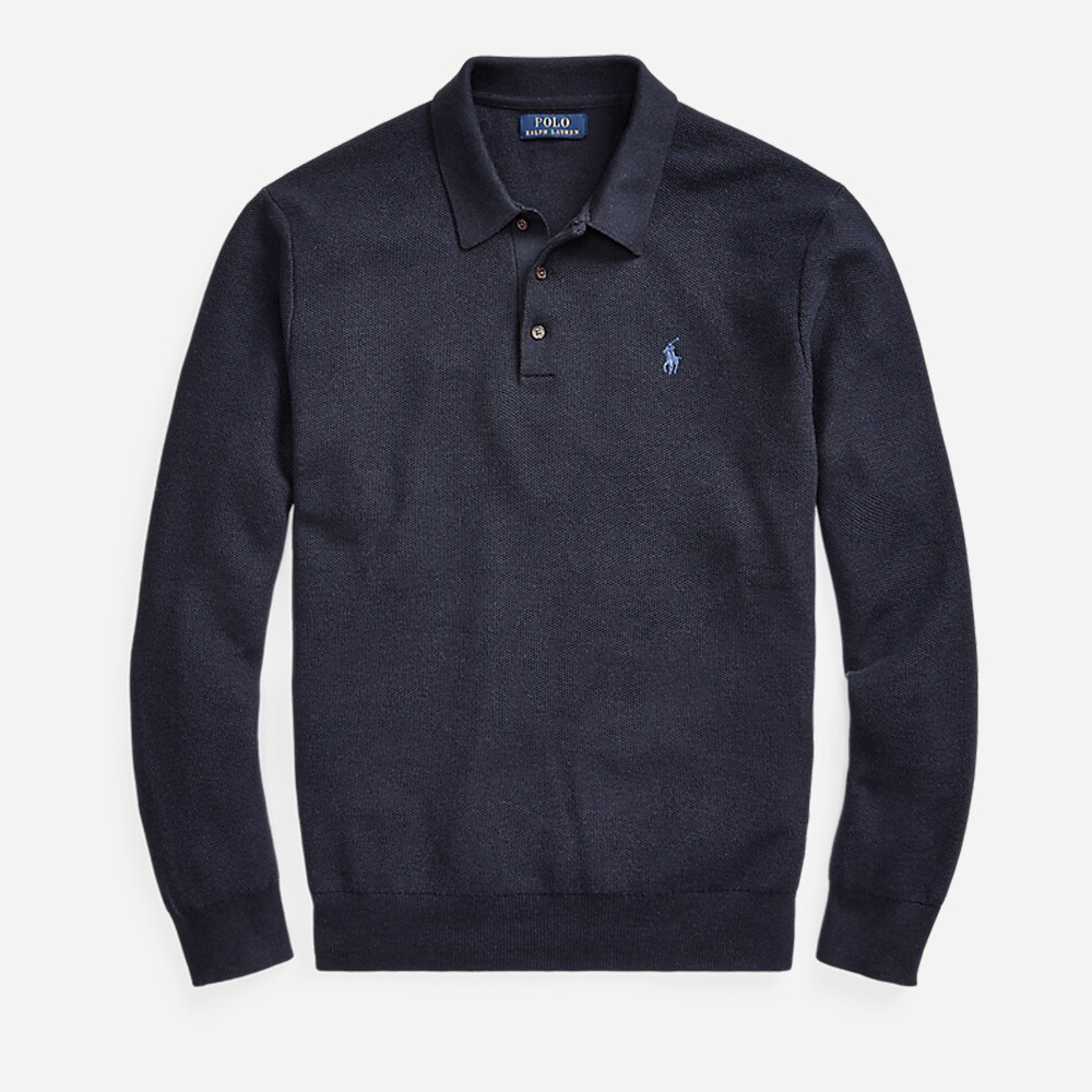 Ls Texture Collar Sweater Navy Heather