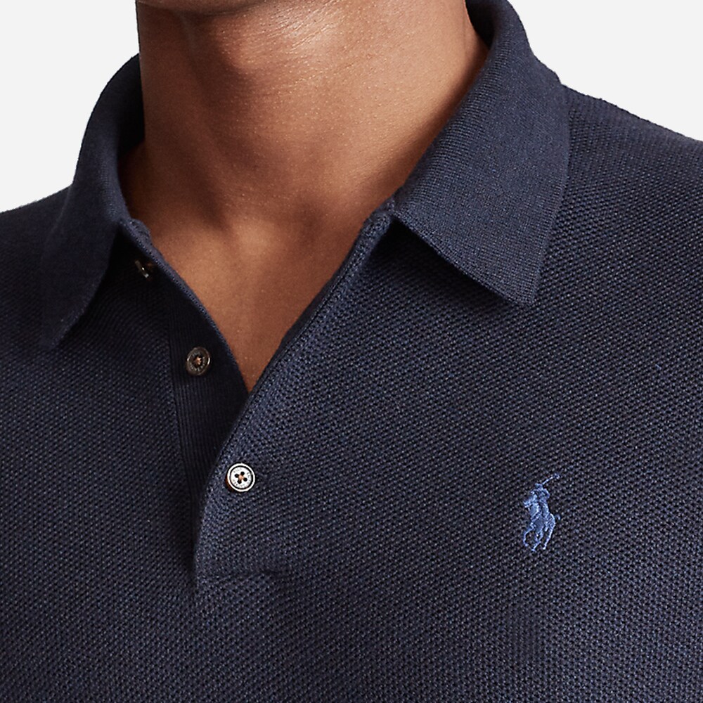 Ls Texture Collar Sweater Navy Heather